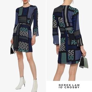 Derek Lam 10 Crosby Silk Scarf Print Fit & Flare Dress
Black 6 EUC